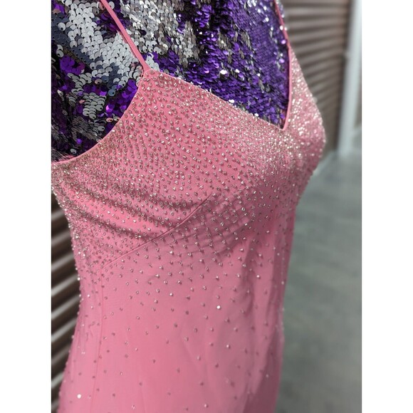 Cache Size 2 Pink Crystal Embellished Full Length Gown Evening Formal Prom Dress - Picture 12 of 16